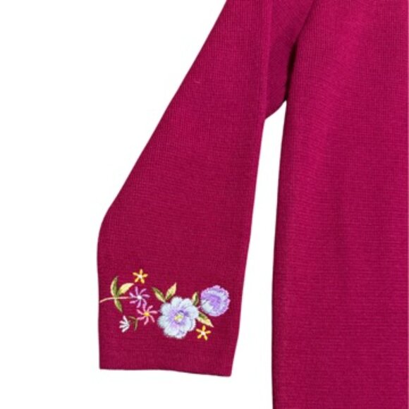 Northern Isles Vintage Red Embroidered Floral Open Cardigan Size Small - Picture 5 of 5